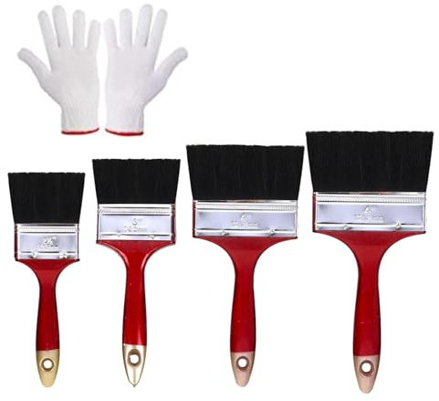 5Pcs Paint Brush Set Fence Paint Brushes,Fence Brush Paint Decking Brush Set Fence Paint Brush Wall Painting Tools with Gloves Suitable for Decking Paint Brush Shed Paint Brush.