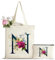 Personalisiert Initialen Tragetasche Canvas mit Innentasche, Kosmetiktasche mit Reißver, Baumwolltasche, Einkaufsbeutel Tote Bag, Geburtstag Weihnachten Geschenk für Frau Freundin Mama Brautjungfer N