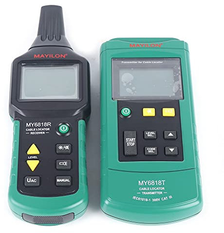 Konfiur Digital Leitungssuchgerät, 12V-400V AC/DC Kabelsuchgerät Kabelbruch Suchgerät Sicherungsfinder Wire Kabelortung Netzwerkkabel Telefonkabel Finder (Schwarz + Grün)