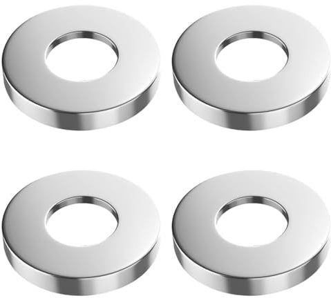QZKJQDD 4 PCS Stainless Steel Shower Pipe Cover Plate, Tap Shower Pipe Cover Plate 1/2 inch, Stainless Steel Tap Cover, Silver Round Escutcheon Plate for Decorative Pipe Wall Holes (60mm x 10mm)