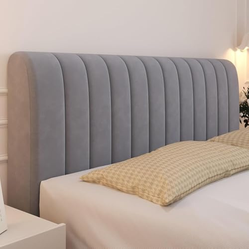 Kopfteilbezug for Doppelbetten, Queensize-Betten und California Kingsize-Betten, Dicker, 360°-Rundumbezug aus dick gepolstertem PP-Baumwollmaterial, waschbar,(Dark Grey,180cm)