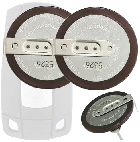 Aousavo Batería original (2 piezas) VL2020 Legs 90 grados 3 V 20 mAh batería de repuesto compatible con BMW X3 X5 X7 Z4 E60 E81 E91 E92 X5 Z4 E39 E46 E52 E90 E96 MINI R50 R52 R52 53 Remote Control Key