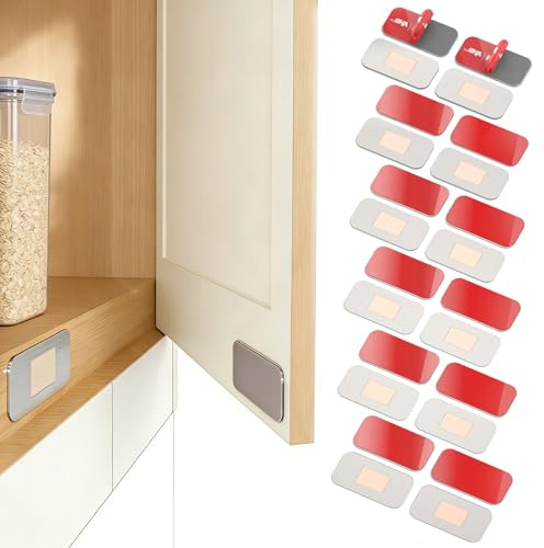 12 Pack Magnetic Cabinet Door Catch, No Drill Ultra Thin Cabinet Door Magnetic Catch for Drawer Magnet Adhesive Cabinet Latch Magnetic Closures Easy to Install with Double Sided Tape