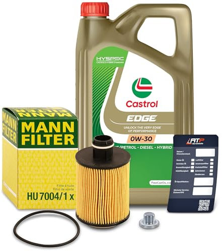1x Ölwechsel Set - MANN ÖLFILTER + 5 L CASTROL EDGE FST 0W-30
