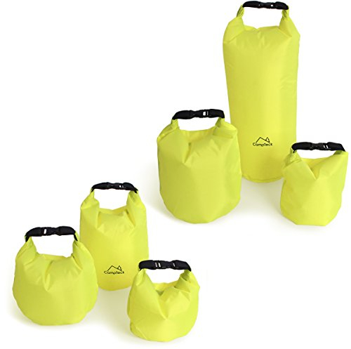 CampTeck 2L, 4L und 8L Dry Bag Tasche Wasserbeständige Lagerung Packsäcke Trockensack für Camping, Rafting, Angeln, Kanufahren, Bootfahren, Kajak Fahren, Snowboarden usw. - Neon Grün