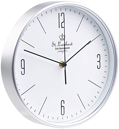St. Leonhard Küchenfunkuhr: Klassische Funk-Wanduhr mit großen Ziffern und flachem Design, Ø 25 cm (Funkuhr Küche Wand, Wanduhr Funkuhr, lautlos)