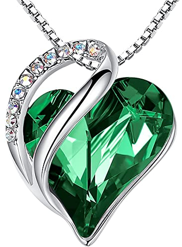 Leafael Infinity Love Herzanhänger-Kette für Damen – Geburtsstein Halskette mit Kristallen, rhodiniert, nickelfrei & hautfreundlich – Edler Damenschmuck mit 45 + 5 cm Kette und Karabinerverschluss