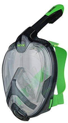 Seac Uni MD Schnorchelmaske Vollgesichtsmaske mit 180° Sicht Jugend Unisex Schwarz/Grün, S/M
