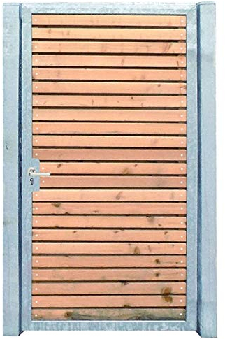 Gartentor Holztor Tor Pforte Verzinkt Holzfüllung Quer 125cm x 150cm (BxH)