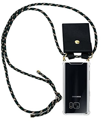 Cadorabo Handykette kompatibel mit Samsung Galaxy S7 Schutzhülle TPU Silikon Case Necklace Design Slim Kratzfest Kordel Band mit Etui Rundumschutz Case Hülle für Galaxy S7 in Grün