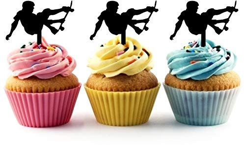 Innovedesire Jump Skateboard Stunt Kuchenaufsätze Hochzeit Geburtsta Acryl Dekor Cupcake Kuchen Topper Stand für Kuchen Party Dekoration 10 Stück