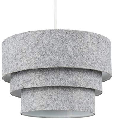 MiniSun | Round Modern 3 Tier Fabric Ceiling Pendant Lamp Light Shade in Felt | Shades & Home Improvements Essential | 300mm Shade Width