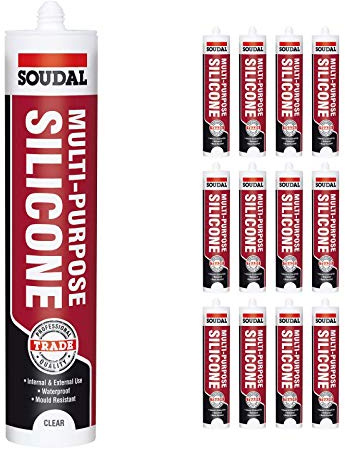 Soudal Trade Multi-Purpose Construction Sealant Silicone (12 Pack) - Clear