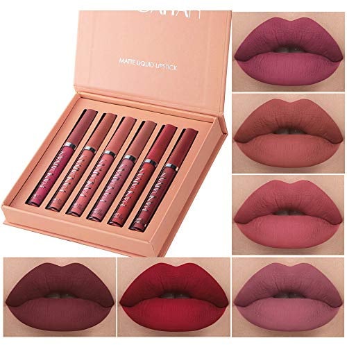 6Pcs Matte Liquid Lipstick Set, Waterproof Non Stick Cup Lip Gloss (Set A)