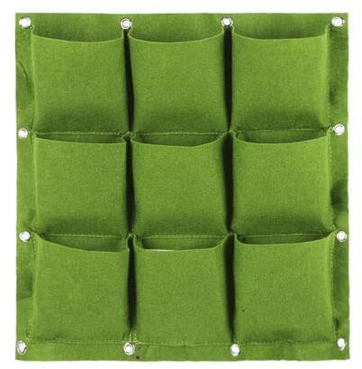 VOANZO Pflanzsack, 2 STK. Grüner Garten Vertikaler Pflanzer Multi Pocket Wandhalterung Living Growing Bag Filz Kräutertopf drinnen/draußen - 9 Taschen (50 x 50H)