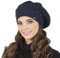 VIVISENCE Baskenmütze Damen Elegant Blume Warm Herbst Winter Accessoire 7006, Dunkelblau,Einheitsgröße