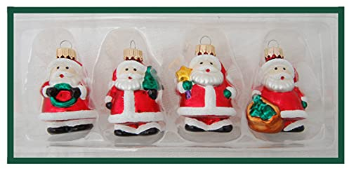 Krebs Glas Lauscha - Christbaumschmuck aus Glas - Mini Figuren Verschiedene Sorten - 4 Stück - kleine Glasfiguren (Weihnachtsmann)