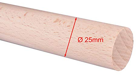 Buche Rundstab, Rundholz, Treppensprosse, 1000mm lang, Ø 25mm, roh, geschliffen, KEINE BAUMARKTQUALITÄT