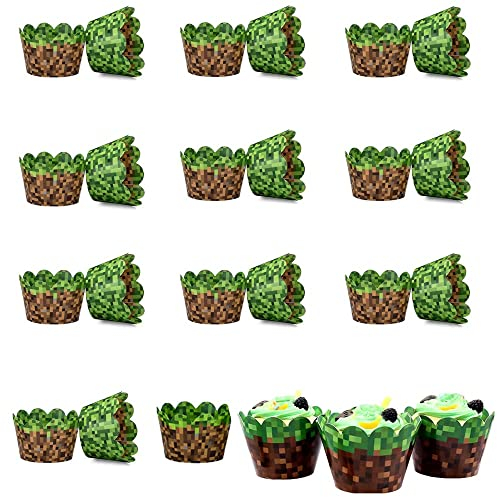 24 Stück Cupcake Toppers Wrappers, Muffin Dekoration Verpackung, Papier Wrapper, für Geburtstagsfeier Geburtstag Kuchendeko