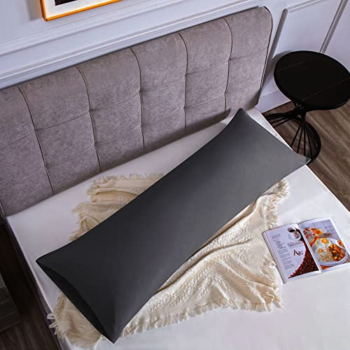 Funda de Almohada 100% Microfibra 50 x 135 cm,Fundas Almohada Extra Suave Hipoalergénicas Transpirable Gris Oscuro