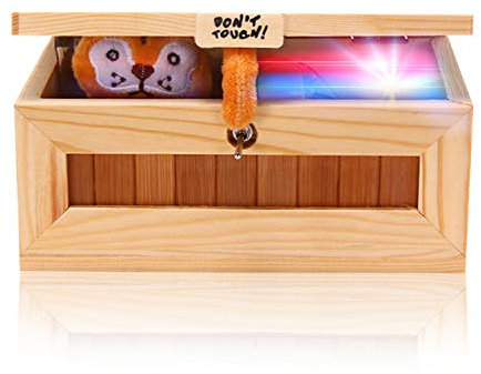 N/C Nutzlose Box aus Holz USB-Elektronikbox Berühren Sie kein Tiger-Spielzeug, Lassen Sie Mich allein Maschine, lustige Bluetooth-Musik-Useless Box für Erwachsene und Kinder Medium