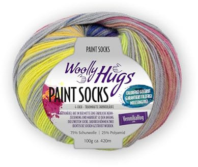 PRO LANA Woolly Hugs Paint Socks 100g 210 - beige/pink/grün