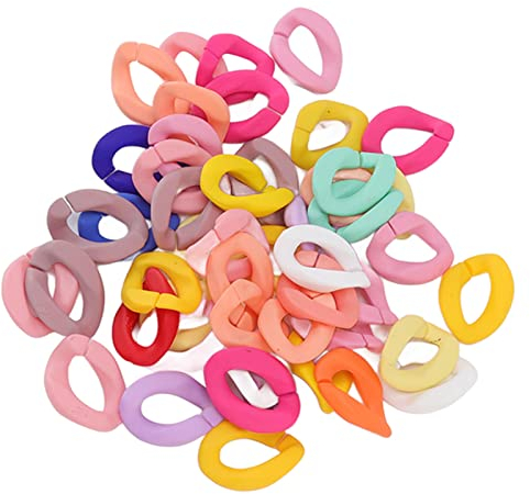 50 Stück Acryl-Verbindungsringe, Kunststoff, bunt, gefrostet, Schnellverbindungsstücke, oval, kleine Acryl-Kettengliedringe für Schmuck, DIY, Basteln, Panzerketten,(Solide gemischte Farbe)