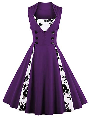 Robe Vintage Années 50 Pin Up Femme Style Champetre Rockabilly Annee 50 60 Tenue Audrey Hepburn Deguisement Guinguette à Pois Trapèze Robes de Mariée Cocktail D'été Soirée Grande Taille A#Violet 5XL