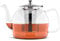HEFTMAN Glass Teapot 800ml - Clear Glass Teapot with Infuser for Loose Tea, Serves 2-4 Cups, Heat Resistant Borosilicate, with Non-Dripping Spout & Removable Stainless Steel Strainer/Lid