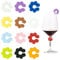 LAMXD Drink Marker, Silicone Wine Marker, Wine Glass Charms for Party Champagne Flutes Cocktails Martinis Flower Pattern, Assorted Colors(12PCS)