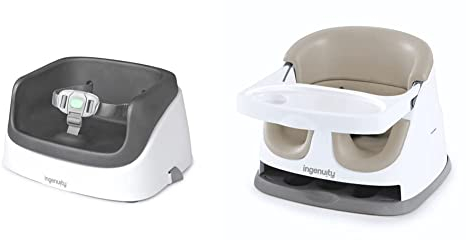 Ingenuity Sitzerhöhung Stuhl, Essen und Fütterung Sitz für Kleinkinder, Boostersitz mit Dreipunktgurt für mehr Sicherheit, ab 16 Monaten & 2 in 1 Sitzerhöhung Stuhl, Beige, ab 6 Monaten
