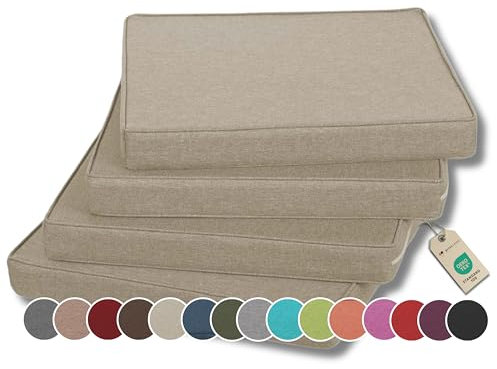 Gutekissen® Stuhlkissen Polsterauflage Auflage für Stühle/Bänke für Haus und Garten Sitzauflage Gartenkissen Sitzkissen viele Farben FK5 (50x50, Creme, 4)