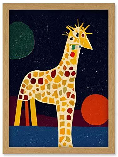 Doppelganger33 LTD Abstract Giraffe Surreal Cubism Artwork Framed Wall Art Print A4