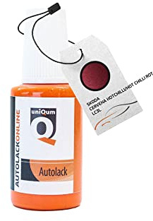 uniQum Autolack Lackstift fürs Auto für Skoda CERVENA HOTCHILLI/HOT Chilli ROT LC3L Autolack Reparatur 30 ml