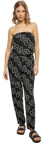 Urban Classics Damen Jumpsuit Ladies Viscose Bandeau Jumpsuit blackflower XL