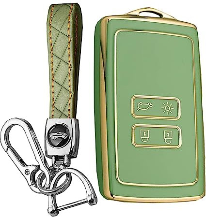 KUNIO Autoschlüssel hülle Passt für Renault Capture 2 Dacia Duster Megane IV Kadjar Megane 4 Kadjar Espace 5 Talisman Hüllen für Schlüsselkarten TPU Schlüsselschutz Schlüsselanhänger A Grün