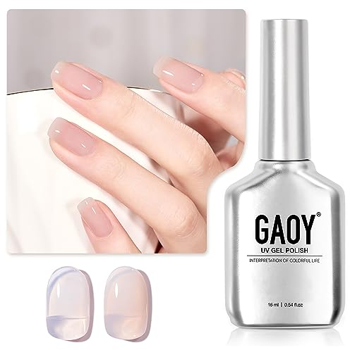 GAOY Jelly Nude Gel-Nagellack, 16 ml, durchscheinend, Soak-Off-Gellack, UV-Lichthärtung, für Nagelkunst, DIY, Farbe 1524, Milk Tea