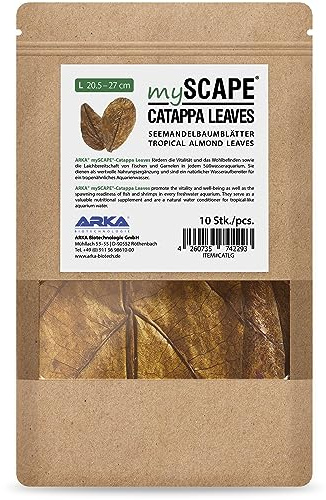 Seemandelbaumblätter Aquarium 20,5-27 cm - Catappa Leaves L 10 STK. | natürlicher Wasseraufbereiter, naturnah, Huminstoffe, für Vitalität, Wohlbefinden, Aquarienfische, Schwarzwasser, Süßwasser