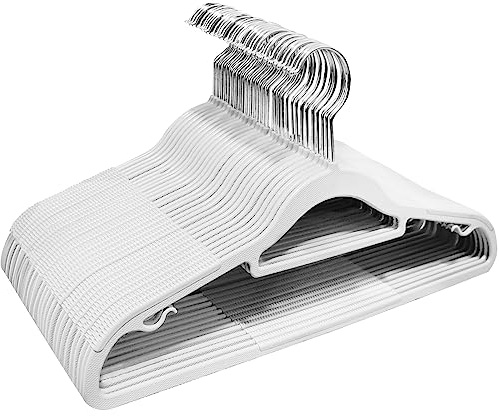 ABHENG Grucce in plastica, 30 Pezzi, Durevole,robuste, resistenti, Salvaspazio, Antiscivolo, Gancio girevole 360°, Ideato per T-shirt, Cappotti, Abiti, Camicette, Pantaloni, Giacca,Bianco, APY0330W