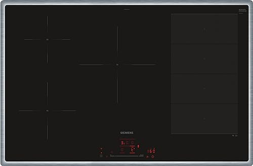Siemens EX845HVC1E, iQ700 Smartes Induktionskochfeld mit Rahmen, Autark, 80 cm, Bedienung mit touchSlider, Flexible und Intelligente Kochzonen, powerBoost für schnelleres Kochen, fryingSensor, Schwarz