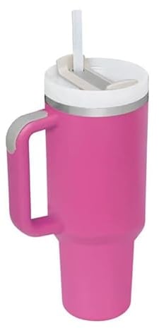 TUMBLERRY H2.0 - Gobelet avec paille et couvercle - Gobelet isotherme en acier inoxydable avec poignée - Tasse à café de voyage pour boissons chaudes et froides de 1 200 ml (rouge)