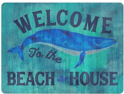 GQWJKSZ Poster zum Aufhängen „Welcome to The Beach House“, Retro-Wand-Kunstdruck, für Zuhause, Bar, Wanddekoration, Metallschild, Poster, 30 x 40 cm (12 x 16 Zoll)