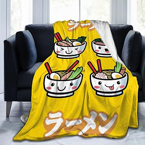 TORR Ramen Decke mit Nudelsuppenmuster, Fleece-Überwurf, weiche Flanelldecke, Dekoration für Couch, Sofa, Geschenke, 203 x 152 cm