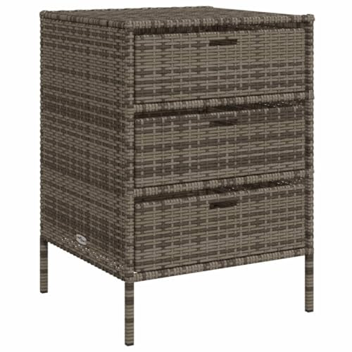 vidaXL Gartenschrank, Geräteschrank mit viel Stauraum, Beistellschrank Schrank mit Türen, Balkonschrank Terrassenschrank, Grau Poly Rattan
