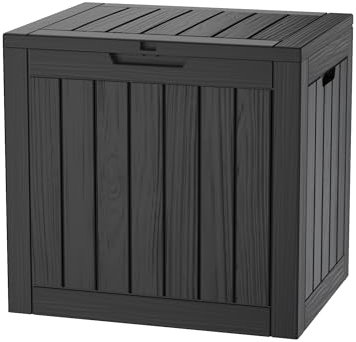 TARKARI 30 Gallon Lockable Resin Deck Box, Waterproof & UV-Resistant Outdoor Storage Box for Outdoor Cushion Storage and Outdoor Delivery Storage, Black