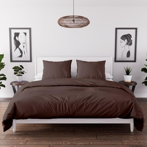 Intemporel Parure Housse de Couette en Microfibre lavée 240x220 cm Boheme Brun, par Soleil d'Ocre
