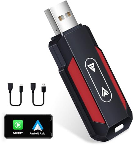 KooDux Wireless Carplay&Android Auto Adapter 2-in-1, Plug&Play Dongle Konvertierung Wired to Wireless, 5GHz WiFi, Auto-Verbindung, mit USB-A/C, passend für Auto mit Kabel Carplay/AA