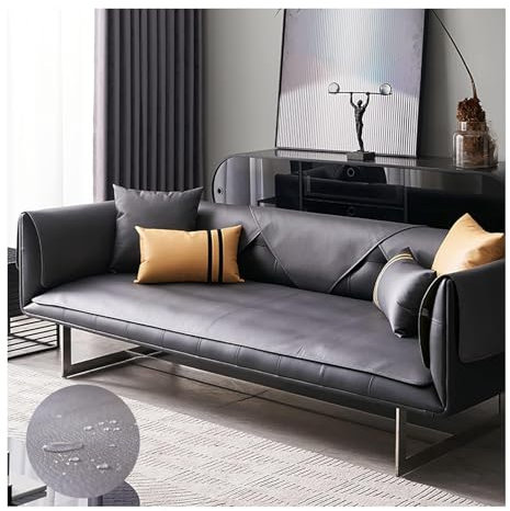 HonunGron Leder Sofabezug 1 2 3 4 Sitzer, rutschfest Sofa Überwurf, Universelle Wasserdicht L Form Sofa Abdeckung, Sofaüberwurf Sofaschoner für Hunde, Katzen, Haustiere (Schwarz,60x120cm)