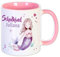 Unikatolo Tasse Schulkind mit Name personalisiert Geschenk Schulanfang Namenstasse Schulstart Kinder Schultüte pink lila Mädchen Einschulung Zuckertüte Kleinigkeit Mitbringsel (Meerjungfrau rosa)