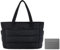 Puffer Bag Puffer Tote Bag Gesteppte Shopper Tasche Puffer Tasche Damen Shopper Leicht Gesteppte Umhängetasche, Große Tragetasche, Geeignet für Arbeit, Uni, Reisen (Schwarz) mit Grauem Kartenhalter